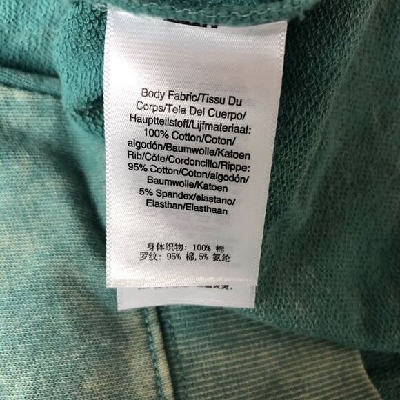 DKNY Hoodie Drawstring Cropped Green Yellow Tie Dye Left Chest Logo Pullover XL - Picture 7 of 15